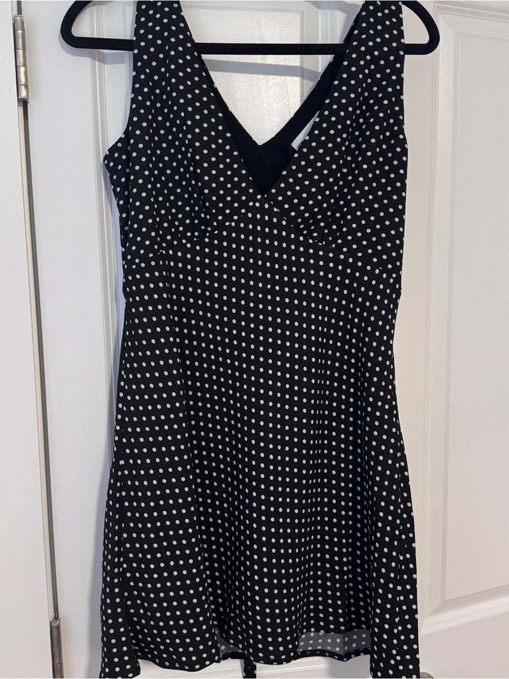 Princess Polly Black and White Polka Dot V-Neck Mini Dress